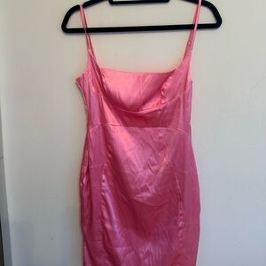Elegant Pink Satin Slip Dress